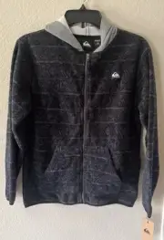 Quicksilver Zip-Up Hoodie Warm Men Size Medium Grey Black