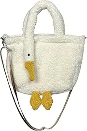 [XACKWUERO] Women Cute Plush Goose Bag Funny Novelty Goose Purse Tote Handbag Shoulder Shopper Bag