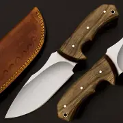 RaB Custom Handmade Full Tang D2 Tool Steel Skinning ,EDC Knife W/Leather Sheath