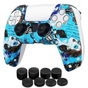 PS5 Controller Skin Grip Cover Silicone Gel Rubber w/ 8 Thumb Caps - Roll Rumble