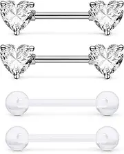 Prjndjw 14G Heart Nipple Piercing Jewelry Surgical Steel & F136 ASTM titanium heart shaped nipple rings