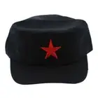 China Vintage Cotton Red Star Fabric Patrol Military Hats Green Flat Army Cap