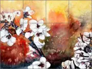 Dogwood Tile Backsplash Derek McCrea Floral Art Ceramic Mural DMA082