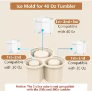Ice Cube Tray for 30Oz-40Oz Tumbler Cup, 3 Pcs Silicone Ice Cube Molds With Lid