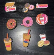 RARE! 9 Dunkin Donuts themed Shoe Charm Jibz. Coffee. glazed. sprinkles