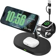 [VNBBT] 3 in 1 Wireless Charger, 15W Fast Magnetic Wireless Charging Stand Compatible Mag-Safe Charging for iPhone 16/15/14/13/12 Pro Max Series,AirPods,Apple Watch Series 10/9/8/7/6/SE/5/4/3/Ultra 2