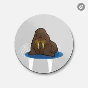 Big Walrus Animal | 4'' X 4'' Round Decorative Magnet