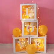 4Pcs/Set LOVE BABY Balloons Box Cube Clear Gift Boxes Birthday Baby Shower Party
