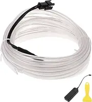 X AUTOHAUX 3 Meter EL Wire Cable LED Glow String Light Car Lighting Strip Flexible Neon Light for Car Decoration Battery Box(3V) White