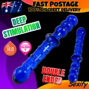 Large Glass Dildo Dong Wand Thruster Butt Anal Plug Beads Vaginal Adult Sex Toy
