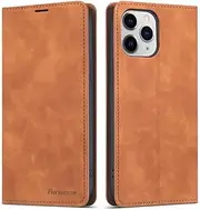 Generic for iPhone 15 (Color: Brown) High-End Leather Wallet with Magnetic Flip for Phone Safety