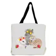 Bunny Dwarf Rabbits with Flowers Tote Bag