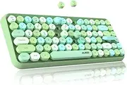 FELiCON 308i Wireless Retro Keyboard, Bluetooth Silent Cute Computer Keyboard with Round Punk Keycap, Matte Texture, Compact 84 Keys, QWERTY, Typewriter Design for PC, Laptop, Mac, Colourful Green