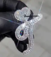 2.39ct Genuine Moissanite Men's "J" Custom Any Initial Letter Pendant 925 Silver