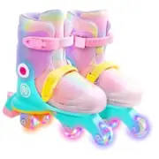 Roller Skates for Kids, Adjustable XS (US 7J-11J) Macaron(Light up Wheels)