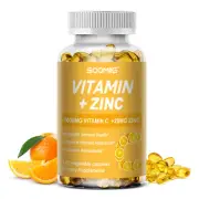 Vitamin C + Zinc 30/60/120Capsules- Immune System Booster Antioxidant Supplement