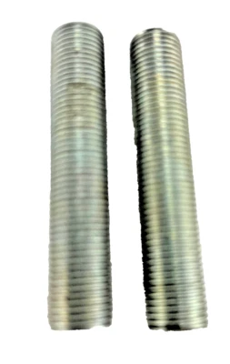 Two 2" Lamp Pipe Nipples All Thread 1/8" IP Zinc Plated Steel