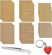 18 Sheets Mini Gold/Silver Letter Stickers for Nail Art, Epoxy Resin Crafts, Glitter Self-Adhesive DIY Scrapbook Stickers with Tweezers