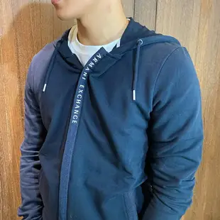 美國百分百【全新真品】Armani Exchange 棉質連帽外套 AX 夾克 亞曼尼 男款 上衣 深藍 S號 H473