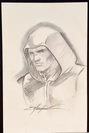 Mike Grell original drawing Arrow head sketch 11"x17" pencil