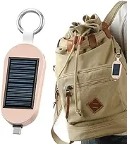 Solar Charging Type C Port - Bank | Type C Solar Powered Bank with Keychain | 3000mAh Bank Portable Charger with Wireless Watch Charging for Travel Outdoor Camping