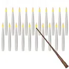 20pcs Flameless Taper Floating Candles with Magic Wand Remote, Flickering War...