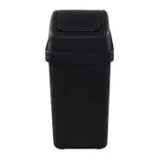 7 L Slim Swing Top Garbage Can Plastic Kitchen Trash Can with Swing Lid Black