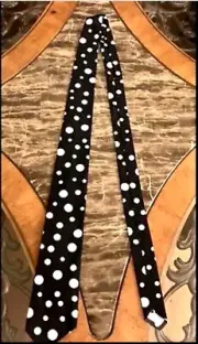 Neck Tie Polka Dot Black White Halloween Costume Kids Adult Cosplay 57” Long