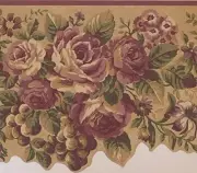 CONCORD WALLCOVERINGS ™ Wallpaper Border Floral Pattern Roses Grape Leaves fo...