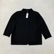 Eileen Fisher Jacket Women 2X Black High Collar Open Front Blazer Flex Ponte