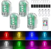 Strobe Drone Light, Pack of 4 Remote Control Flash Light, Aircraft Strobe Lights, Drone Anti-Collision Lights, Flash Light with Remote Control, Wireless LED Flash Light, for Drone