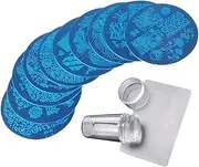 Healeved Manicure Steel Plates 11pc Round Nail Stamping Plate Set Nail Printing Templates Easy to Carry Store Detailed Craftsmanship