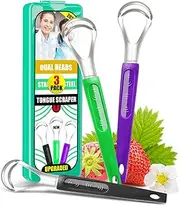 CATACC Pro Tongue Scraper, 2 Pack Professional Stainless Steel Tongue Scrapers Cleaner with 2 Carrying Box for Family, Kids, Travel, Home, Office