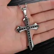 1pc Men's Titanium Steel Cross Pendant Necklace