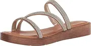 [Bella Vita] Women's Ona-Italy Sparkle Slide Flat Sandal, Gold Metallic, 5.5