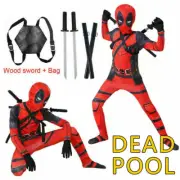 Book week Kids Deadpool Costume Superhero Cosplay Boy Lycra Morph Party Jumpsuit