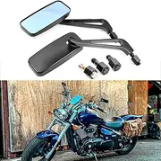 Devilmotor Black Rectangle Motorcycle Bobber Mirrors for Cruiser Chopper with Smoke Blue 8mm-10mm