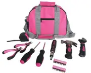 Hyfive Ladies Pink Tool Kit Tool Bag Diy Set Includes Pink Hammer, Pink Pliers, Pink Screwdrivers In Pink Carry Case 25pcs