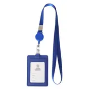 PU Leather Badge Holder with Retractable Lanyard ID Card Holder Name Tag School Office Supplies