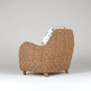 【山茶花家具】藤椅沙發-手工編織 室內椅ASC9-1NA花布(單人休閒椅)