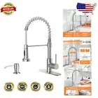 Elegant Stainless Steel Pull Down Kitchen Faucet with Soap Dispenser - Brushe...