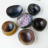 在飛比找Very buy優惠-天然瑪瑙水晶碗擺件紫水晶消磁碎石菸灰缸淨化碗聚寶盆