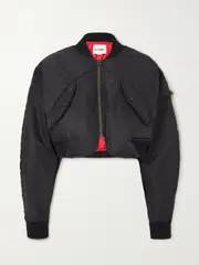 [RE/DONE] RE/DONE - Cropped Shell Bomber Jacket - Black - large large Black