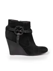 Black Suede Wedge Ankle Boots