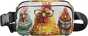 [XYMZR] Chickens Glasses Scarf Fanny Pack Hip Bag Belt Bag for Women Man Fashion Waist Pack Water-repellent Crossbody Bag for Halloween Costumes Running Hiking Jogging Travel Sport, Multi-colored, one
