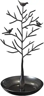 WELL-STRONG Jewelry Tree Necklace Earring Holder Modern Cute Bird Jewelry Stand for Women Girls Teen Black
