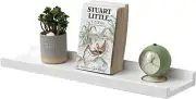 Floating Shelf White Oak Wood Wall Shelves 24 Inch (Upgrade Width 6"), Display P