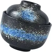 iplusmile Japanese Style Ceramic Stew Pot Kitchen Soup Bowl for Steaming Eggs Desserts and Bird Nest Classic Design with Lid for Keeping Food Hot Lightweight and Easy