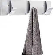 Coat Rack Wall Mounted with Retractable Hooks, Heavy Duty Aluminum Coat Hook Towel Rack Coat Hanger for Coat Hat Towel Purse Robes Keys (White Silver, 3 Hooks)