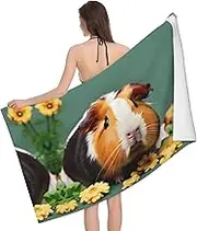 VPPUR Flower Guinea Pig Print Camping Bath Towel 52 x 32 in Soft Highly Absorbent Quick Dry Towels for Bathroom